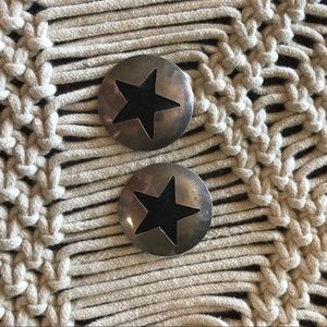 Vintage sterling silver and leather star earrings